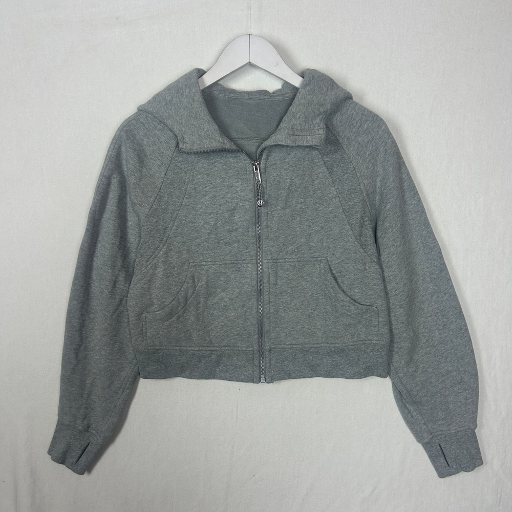 Lululemon Scuba Full Zip Hoodie Cropped Heathered Core Ultra Light Grey Grey